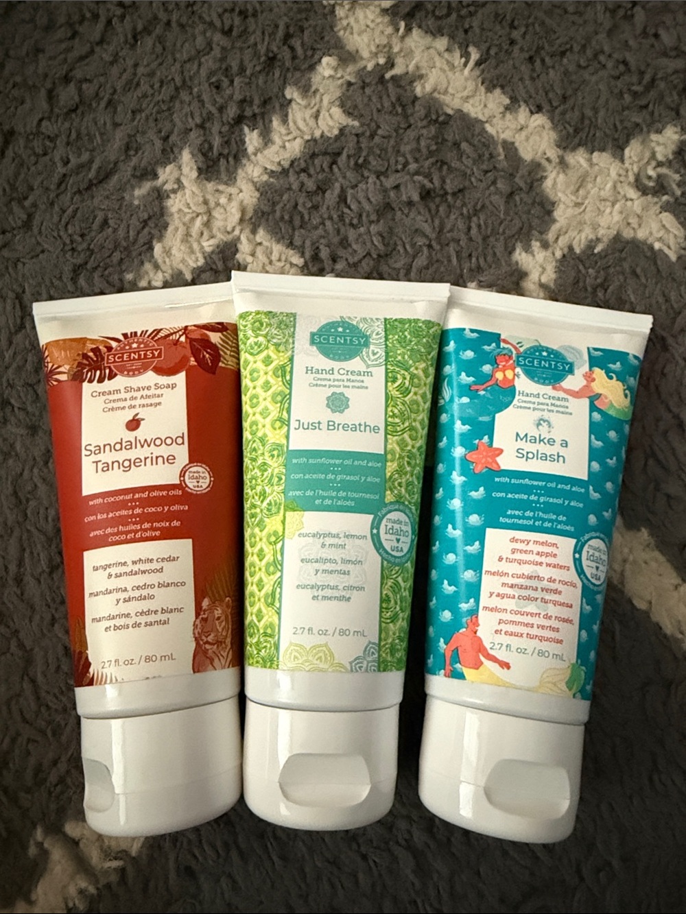 Scentsy Hand Cream Trio — Orange, Green, Blue
